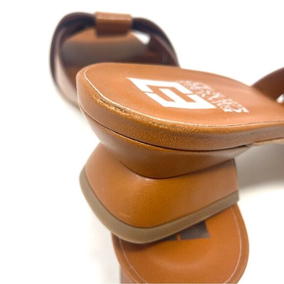NEW EMANUELE CRASTO Square Toe Brown Leather Flat Slide Heel Sandals Women's 10 - Picture 7 of 8